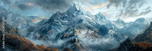 peaks of high mountains, banner