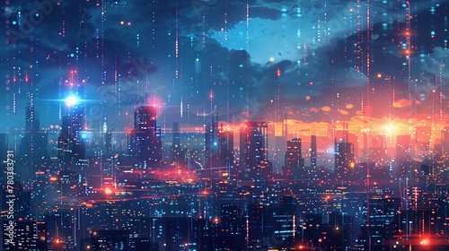 Computer vision inspired digital painting of a smart city skyline