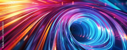 A picture of a colorful shiny tunnel in the style of galaxy and stars and space vibes, Abstract vortex and road hole, swirling and twirling neon walls, AI generated.