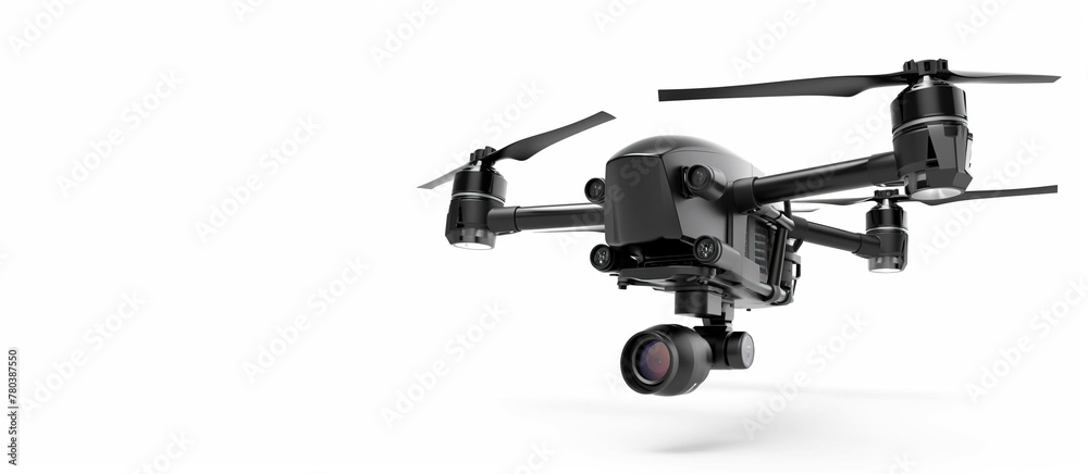Wireless drone with remote control on a white background. AI generated. Wireless drone with remote control on a white background. AI generated.