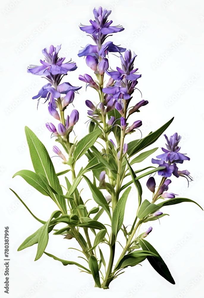 Fototapeta premium Blooming sage plant isolated on white background