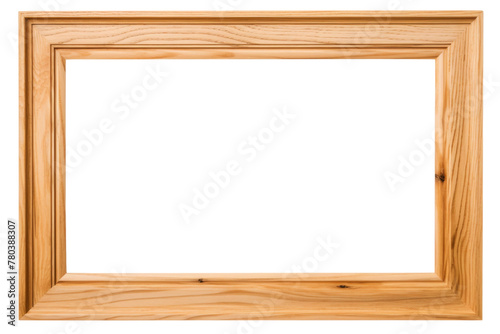 Wooden Frame Against White Background. On a White or Clear Surface PNG Transparent Background.