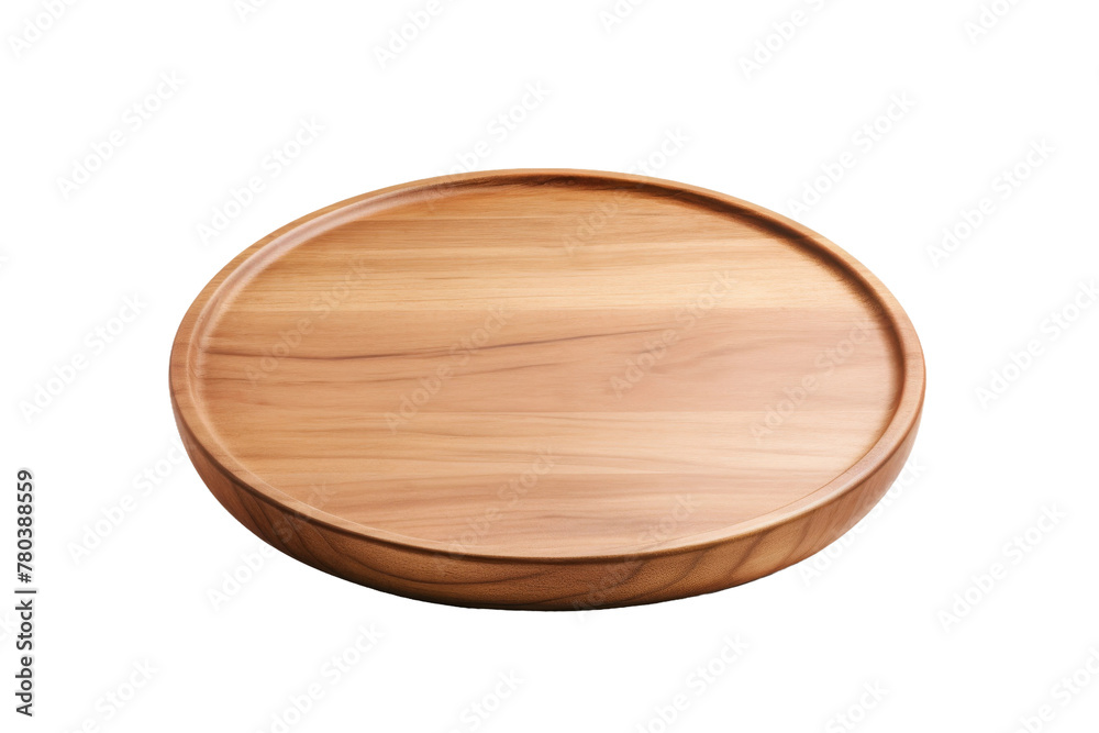 Wooden Tray on White Background. On a White or Clear Surface PNG Transparent Background.