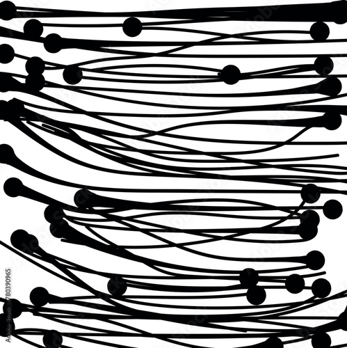 Horizontal lines with thickenings or large dots form texture.