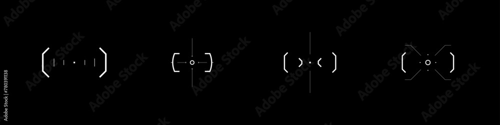 Cyberpunk style set of futuristic targets, aims, sights and crosshairs. A pack of cyber aims. A vector pack of cyberpunk elements for GUI.