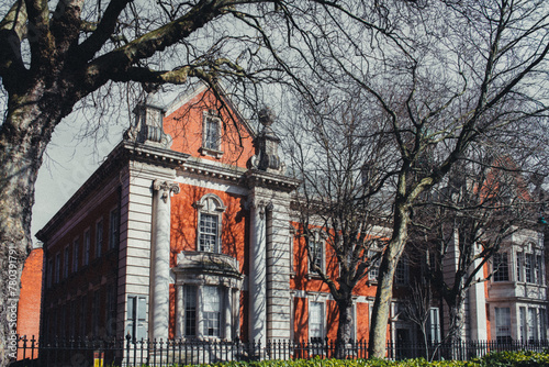 Photography An old historic red brick building in Dublin, Irland