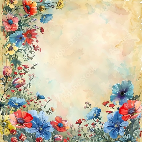 Vintage floral painting background