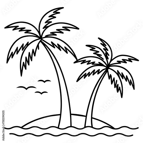      Beautiful seaside view with some coconut palm.
