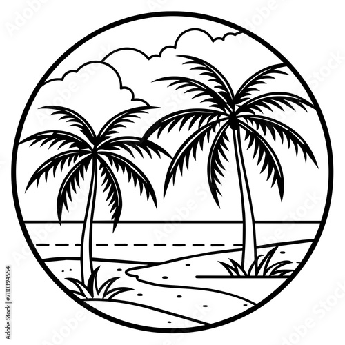      Beautiful seaside view with some coconut palm.
