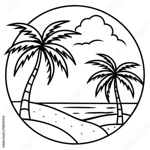      Beautiful seaside view with some coconut palm.

