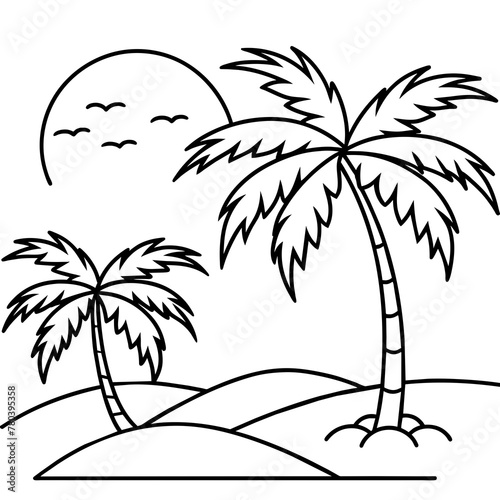      Beautiful seaside view with some coconut palm.
