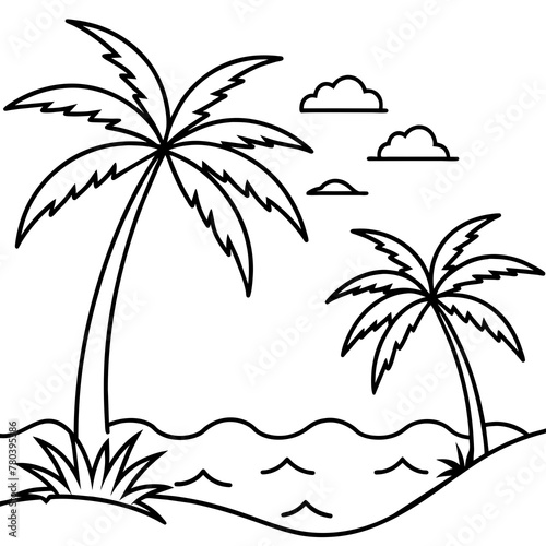      beautiful seaside view with some coconut palm.
