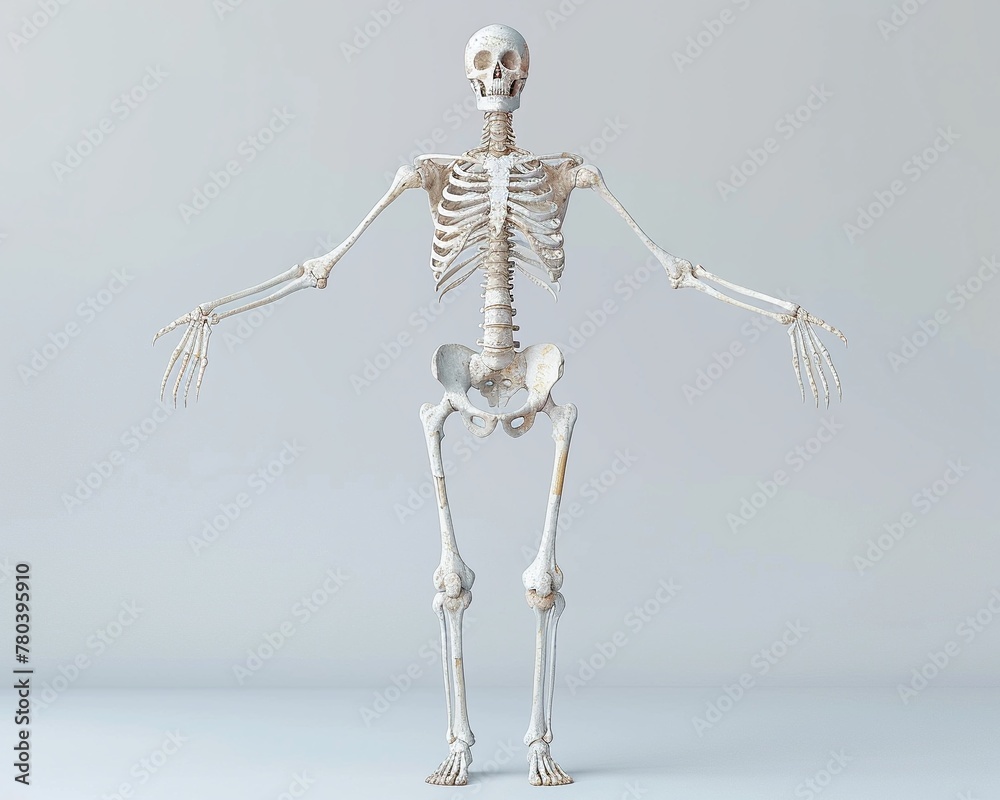 3D rendering of a human skeleton, full body, standing pose, highresolution, photorealistic style, soft studio lighting 3D rendering of a human skeleton, full body, standing pose, highresolution, photorealistic style, soft studio lighting