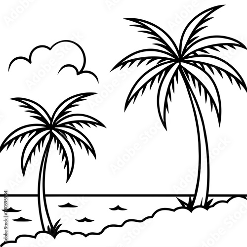      beautiful seaside view with some coconut palm.
