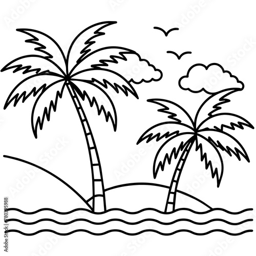     beautiful seaside view with some coconut palm.
