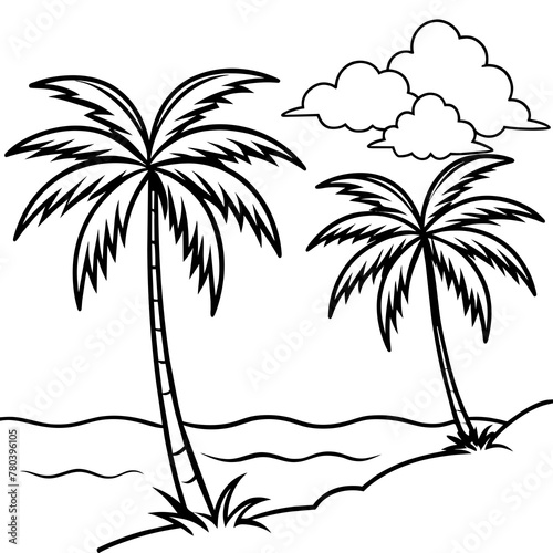      beautiful seaside view with some coconut palm.
