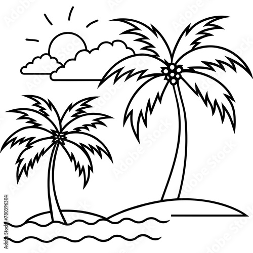      beautiful seaside view with some coconut palm.
