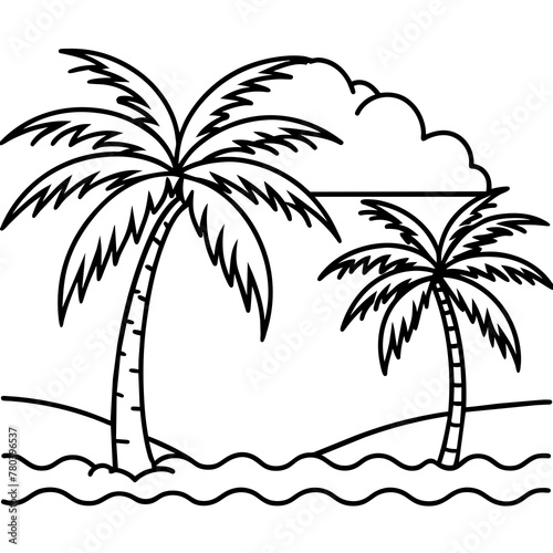      beautiful seaside view with some coconut palm.
