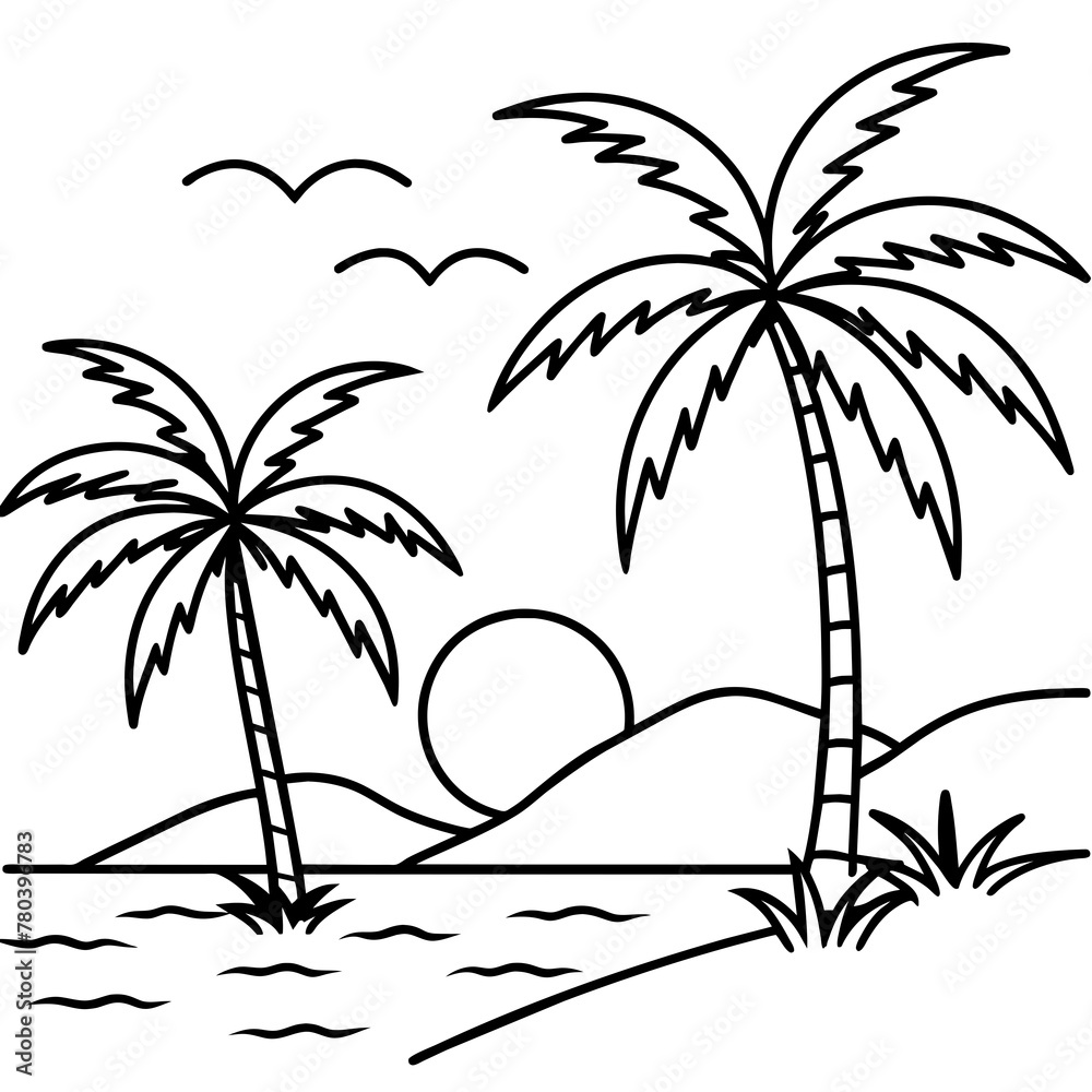 Beautiful seaside view with some coconut palm.
Beautiful seaside view with some coconut palm.