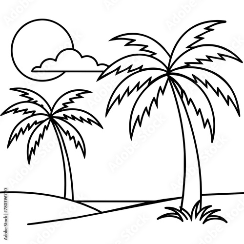      Beautiful seaside view with some coconut palm.
