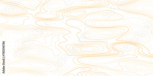 Abstract Contour Topographic Line Pattern in orange and White. Vector abstract illustration. Geography concept.