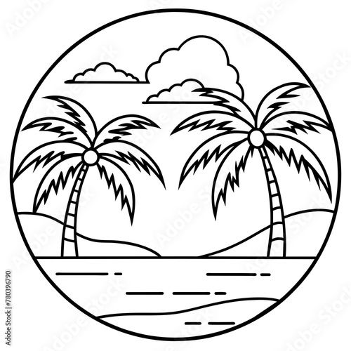      Beautiful seaside view with some coconut palm.
