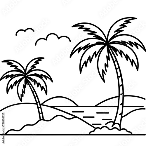      beautiful seaside view with some coconut palm.
