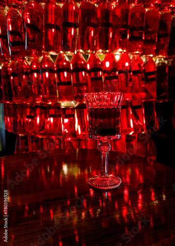 glasses with red wine in restaurant