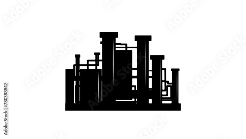 oil factory, black isolated silhouette