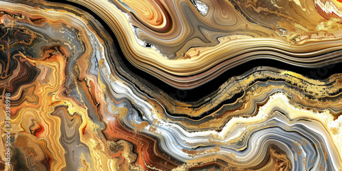 abstract  swirling  gold yellow ink marble background, alcohol ink marbling background. Liquid waves and stains. Black and gold abstract fluid art. gold Acrylic and oil paint 