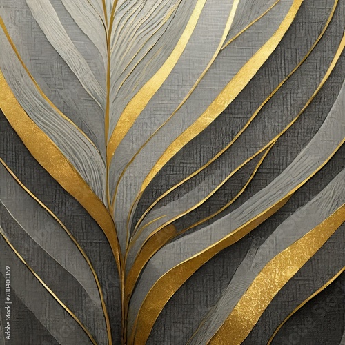 a big cluster line wall mural in shades of grey and gold, rendered on a non-woven fabric wall. Pay close attention to detail while depicting the intricate lines and patterns of the mural, ensuring the