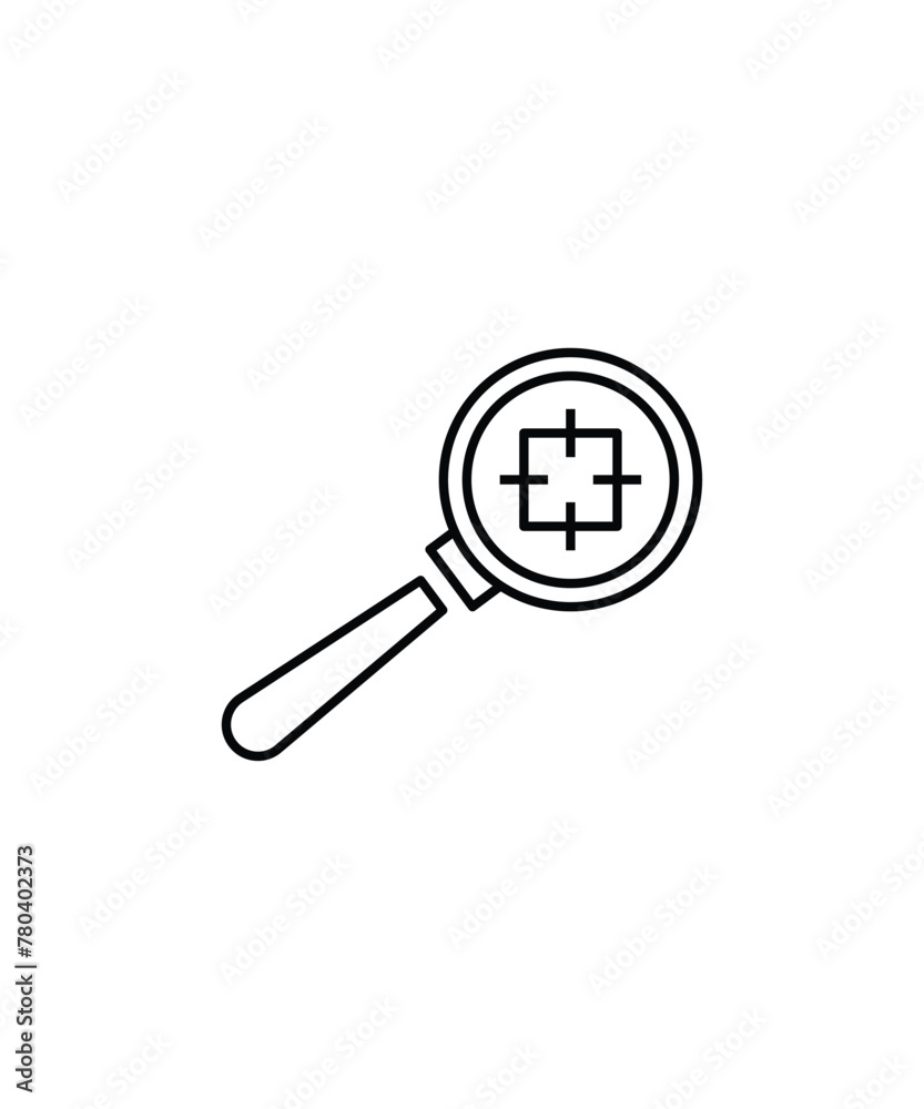 magnifying with target icon, vector best line icon. magnifying with target icon, vector best line icon.