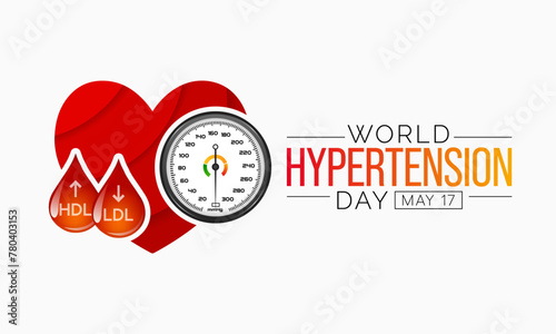 World Hypertension day is observed every year on May 17th. High blood pressure, also called hypertension, is blood pressure that is higher than normal. Vector illustration.