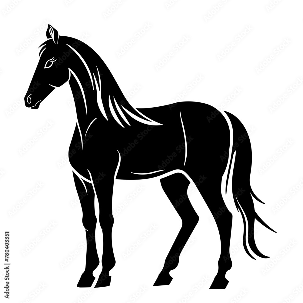 Obraz premium Simple horse isolated black flat icon.