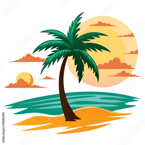 beach palm sun watercolor