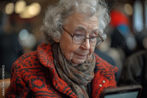 AI generated illustration of an elderly woman working on a computer