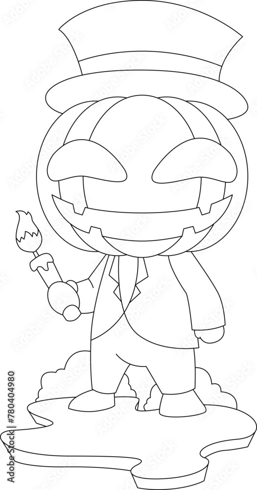 Fototapeta premium Gentleman Halloween Pumpkin Candle Animal Vector Graphic Art Illustration