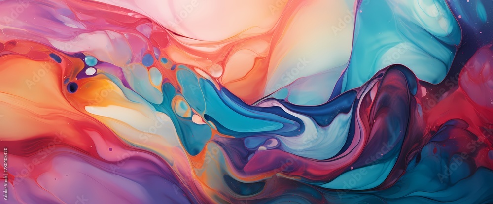 A vivid tapestry of lively hues unfolds, mesmerizing with its abstract marble ink allure.