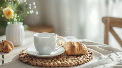breakfast table mug mockup scene ,