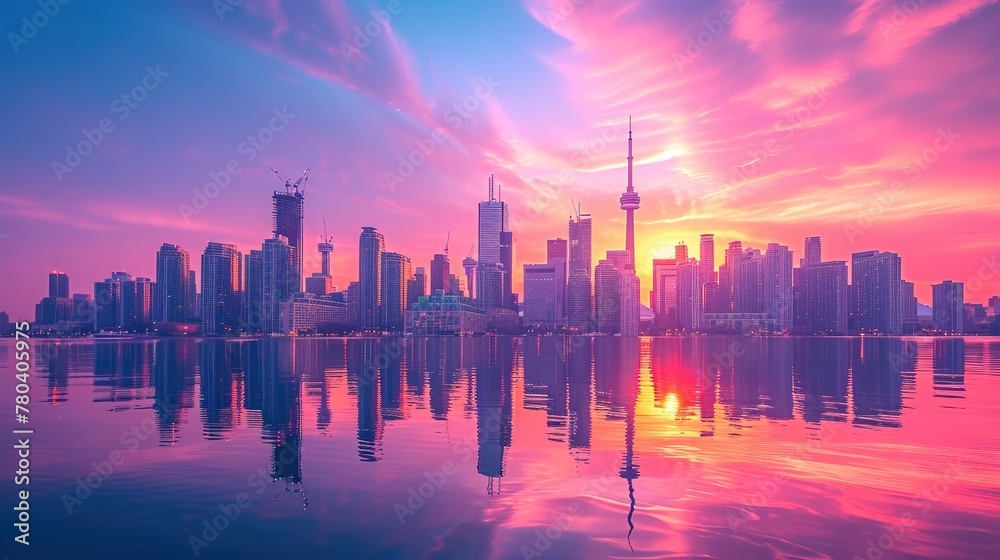Naklejka premium Urban Majesty: Toronto's Twilight Towers