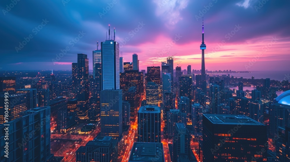 Obraz premium Sunset Splendor: Downtown Toronto Skyline