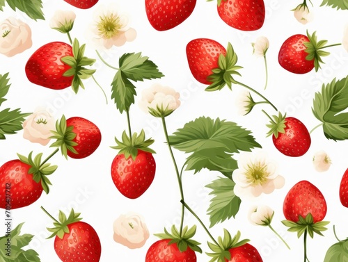 seamless pattern with raspberries on a white background