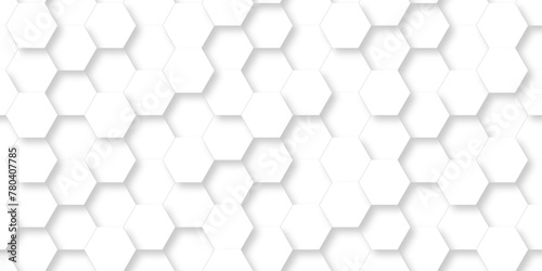 Fototapeta Naklejka Na Ścianę i Meble -  Seamless pattern with hexagons. 3d Hexagonal structure futuristic white background and Embossed Hexagon. Hexagonal honeycomb pattern background with space for text. Abstract Technology, Futuristic.