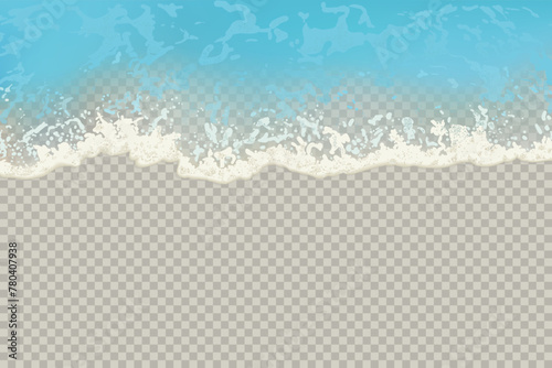 Top view of sea waves isolated on transparent background. Vector illustration with a view of the ocean or sea waves with foam. © andrei
