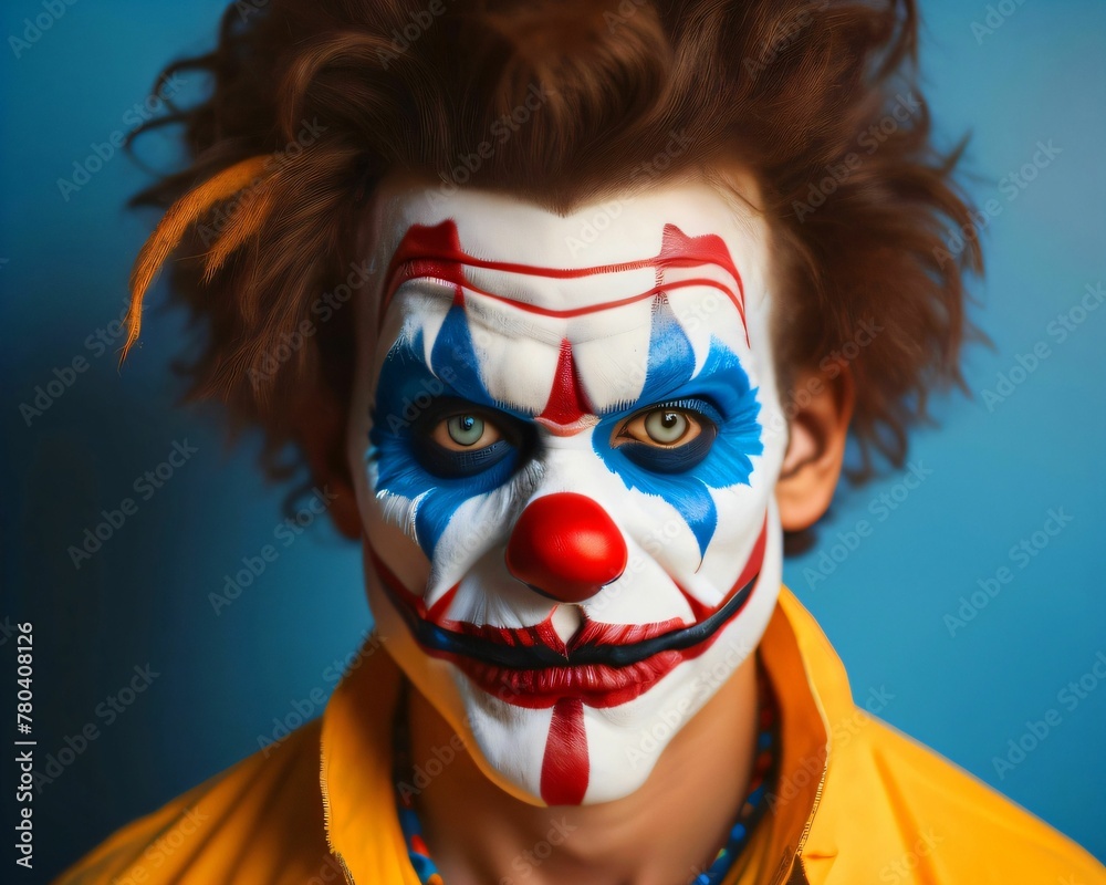 AI generated illustration of a man with a clown makeup