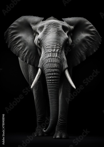 AI generated illustration of an elephant with massive tusks © Wirestock