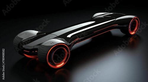 AI generated illustration of a conceptual futuristic car skateboard design