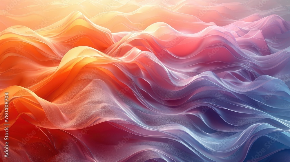 A smooth transition of wavy forms flows from warm orange to cool blue hues, creating a soft gradient in this abstract representation. Generative AI A smooth transition of wavy forms flows from warm orange to cool blue hues, creating a soft gradient in this abstract representation. Generative AI