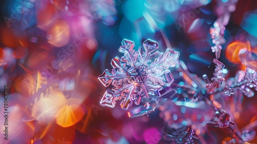 Digital winter tranquility with a snowflake poster background