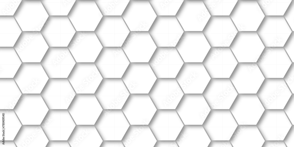 Seamless pattern with hexagons. 3d Hexagonal structure futuristic white background and Embossed Hexagon. Hexagonal honeycomb pattern background with space for text. Abstract Technology, Futuristic. Seamless pattern with hexagons. 3d Hexagonal structure futuristic white background and Embossed Hexagon. Hexagonal honeycomb pattern background with space for text. Abstract Technology, Futuristic.